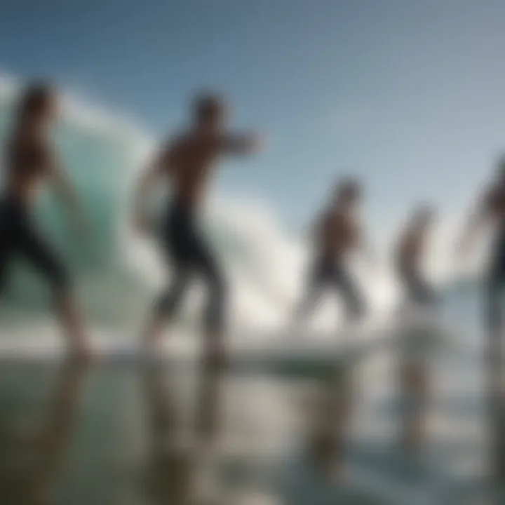 Group of surfers showcasing contemporary trends