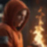 Dynamic athlete showcasing fire hoodie in action