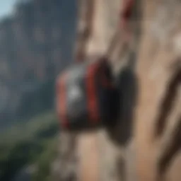 Adidas hip bag showcased on a rugged cliff during a rock climbing session
