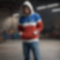 Dynamic athlete showcasing the Adidas Tricolor Hoodie during a skateboarding session