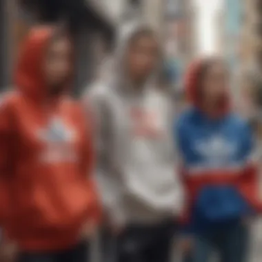 Cultural Fusion in Adidas Tricolor Hoodies Group of friends in urban setting wearing the Adidas Tricolor Hoodie, reflecting cultural diversity