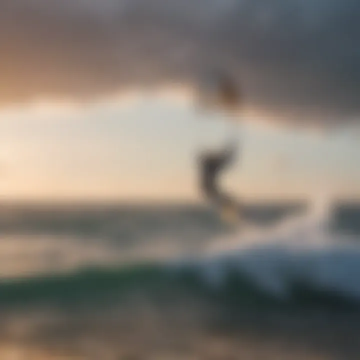 Beginner kitesurfer receiving instruction on the water