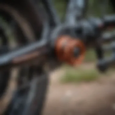 Close-up of bike suspension system