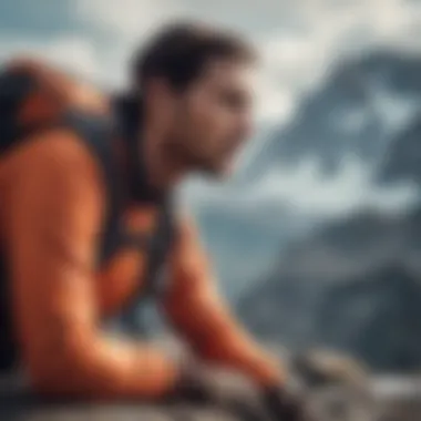 Athlete practicing diaphragmatic breathing on a mountain top