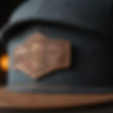 Close-up view highlighting the intricate craftsmanship of the Brixton Oath Snapback