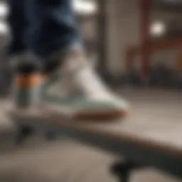 A close-up of CCS skateboard shoes showcasing their innovative design and material.