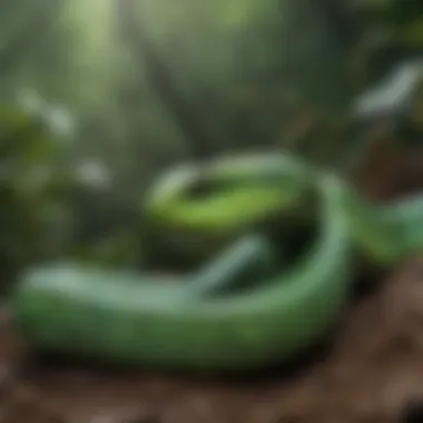 Natural Habitat of a Green Pit Viper A vibrant green pit viper in its natural habitat