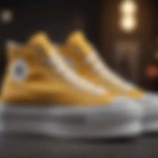 A close-up view of Chuck Taylor All Star Lift Platform sneakers showcasing their design and materials.