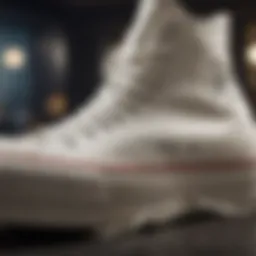 Stylish close-up of Chuck Taylor All Star Platform Egret highlighting its unique design elements