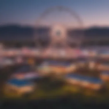 Panoramic View of Coachella Fest Grounds A panoramic view of the festival grounds filled with art installations and festival-goers