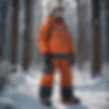 Stylish snowpants displayed on a snowy landscape