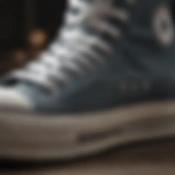 Close-up of Converse high top platform shoe design details