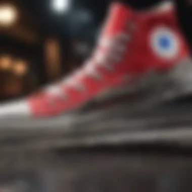 Close-up of Converse High Tops showcasing unique design details