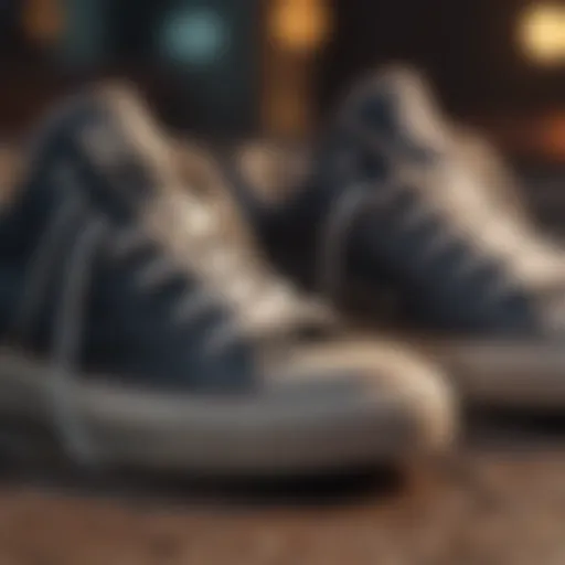 Close-up of Converse sneakers showcasing their classic design and material quality.