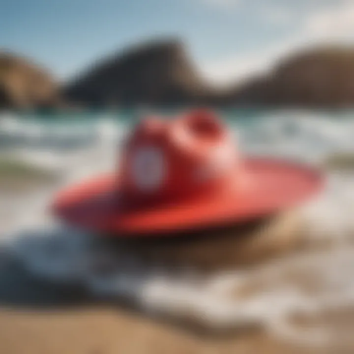 The iconic Peter Grimm Hasselhoff lifeguard hat in a vibrant beach setting