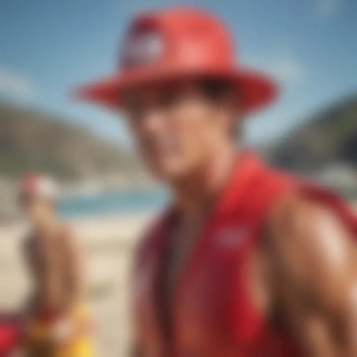 Extreme sports enthusiasts wearing the Hasselhoff lifeguard hat during an adventure activity