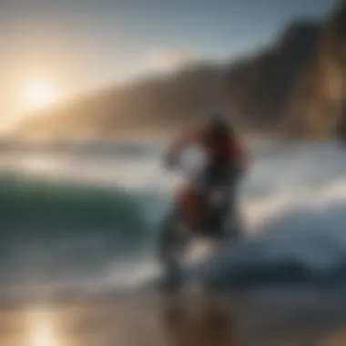 Extreme Sports in Harmony with Ocean Tides Extreme sports athlete navigating ocean waves.