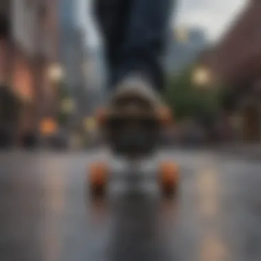 Skateboarder practicing tricks on various board widths