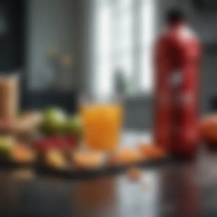 Colorful array of nutritional foods emphasizing fitness