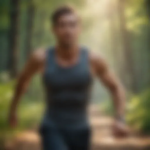 Runner practicing breathing techniques in nature