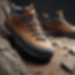 Close-up of high-quality climbing shoes with a textured sole