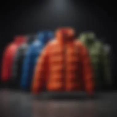 A vibrant array of members-only puffer jackets displayed together