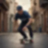 Athlete wearing an adjustable dad hat while skateboarding