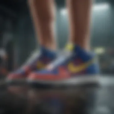 Athletes showcasing multicolor Nike sneakers during extreme sports activities