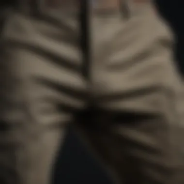 Close-up of the fabric texture and stitching of cargo pants emphasizing durability