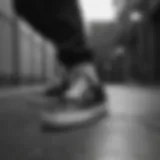 Stylish black and white DC shoes on a skateboard