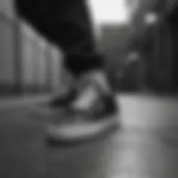 Stylish black and white DC shoes on a skateboard