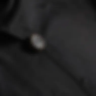 Close-up of fabric texture of a black button down shirt