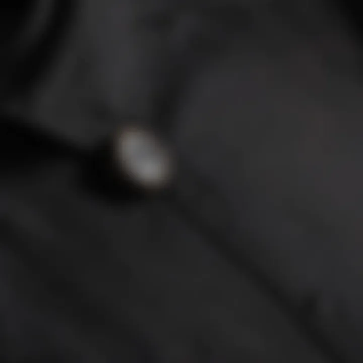 Close-up of fabric texture of a black button down shirt