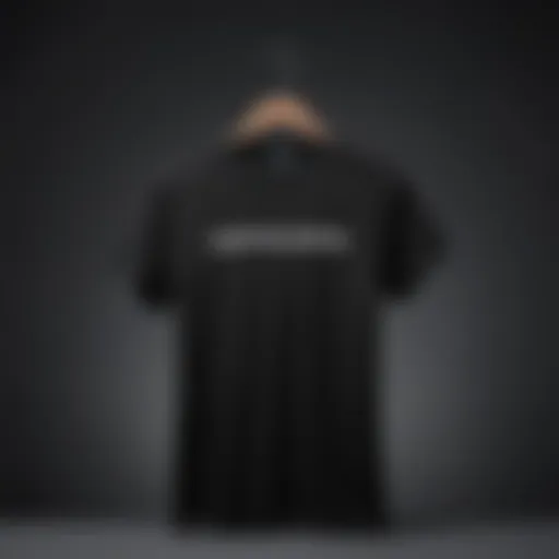 A classic black t-shirt displayed against a minimalist backdrop, showcasing its timeless appeal.