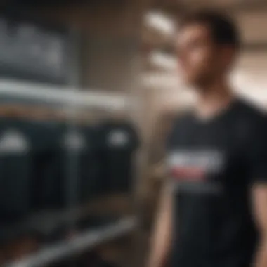 A collection of sustainable black t-shirts displayed in an eco-friendly context.