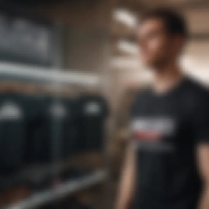 A collection of sustainable black t-shirts displayed in an eco-friendly context.