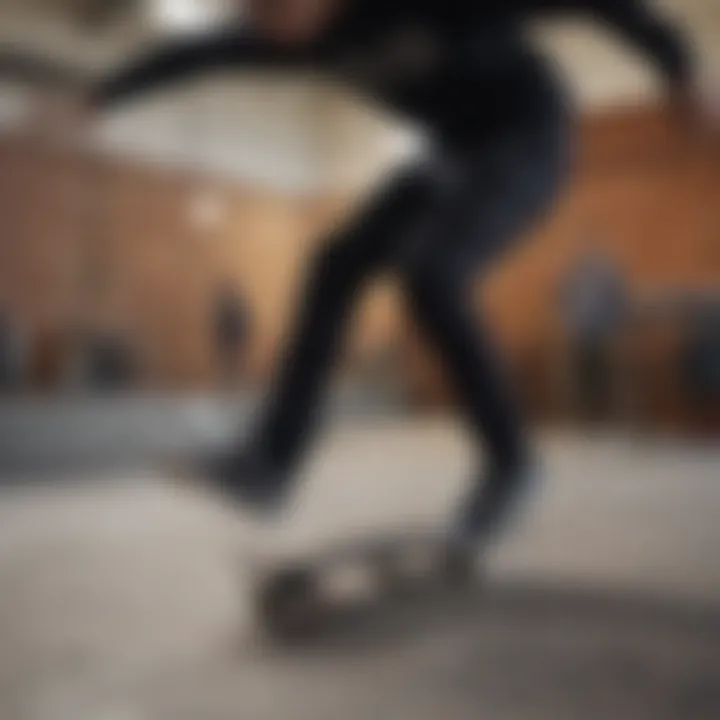 Skateboarder wearing a black Vans sweatshirt in action