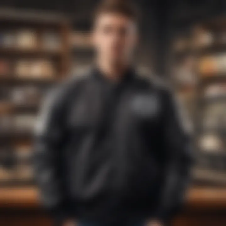 A well-maintained black and white varsity jacket displayed elegantly, highlighting its role in modern athletic fashion.