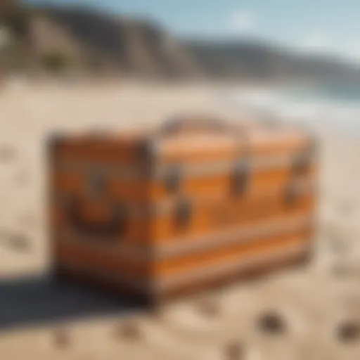 Vibrant board trunks on a sandy beach