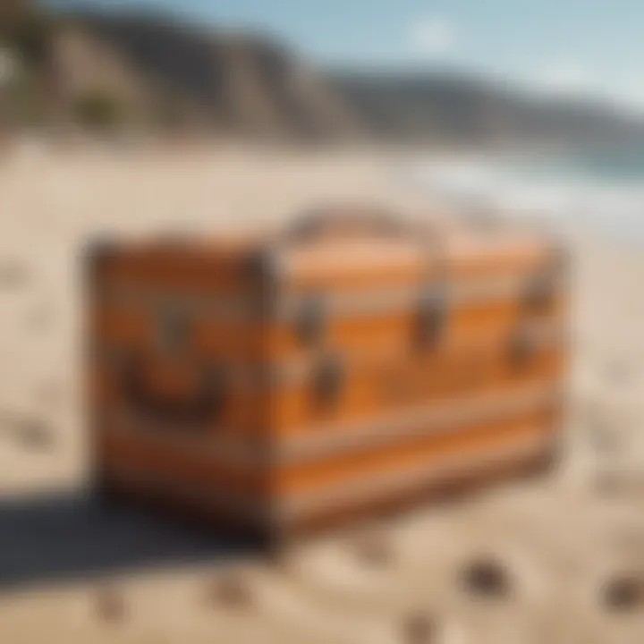 Vibrant board trunks on a sandy beach