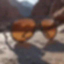 Stylish sunglasses resting on a rocky surface