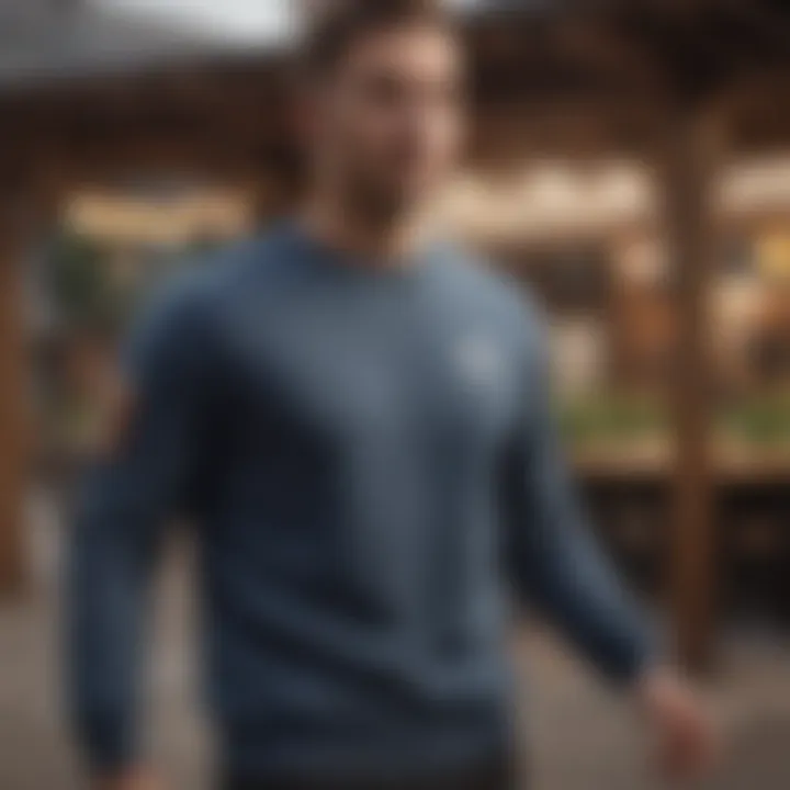 A stylish crewneck sweatshirt displayed in an outdoor setting, blending functionality with style.
