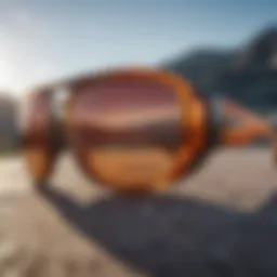 Close-up view of wrap around sunglasses showcasing their design and lens technology