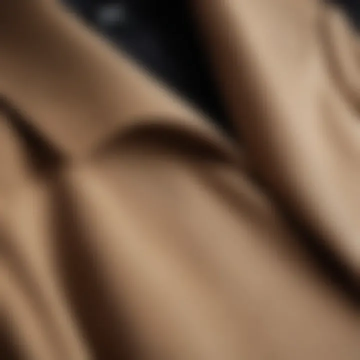 Close-up of fabric and details of a high-performance coach coat, highlighting its quality and craftsmanship.