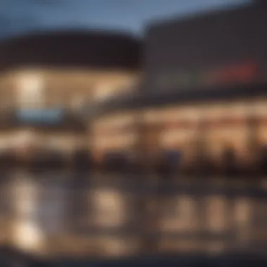 Exterior view of Crossgates Mall during an evening event