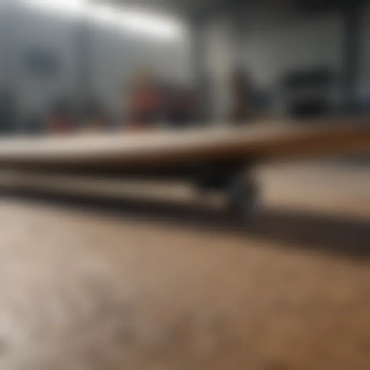 Close-up of db long board craftsmanship showcasing materials