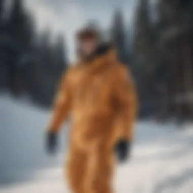 Athlete in Action: DC Snowboard Coat on the Slopes Athlete wearing a DC snowboard coat on the slopes, demonstrating flexibility and style