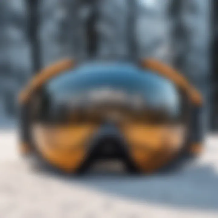 Ski goggles displayed on a snowy backdrop