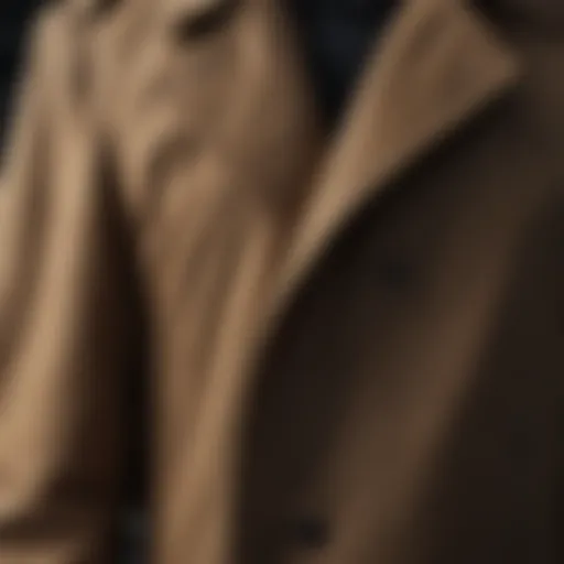 A close-up of the dickes coat showcasing its high-tech fabric and functional design elements.