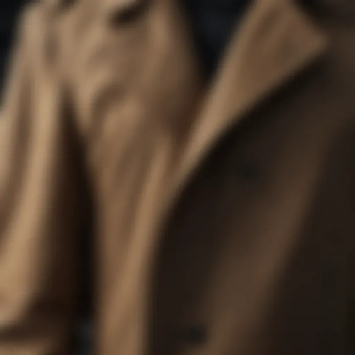 A close-up of the dickes coat showcasing its high-tech fabric and functional design elements.